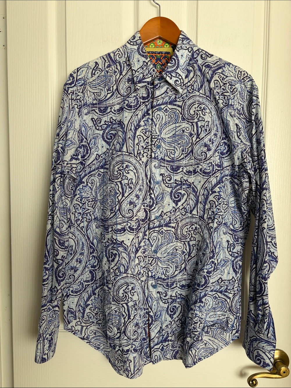 Robert Graham - Men's Paisley Button-Up Shirt in White & Navy